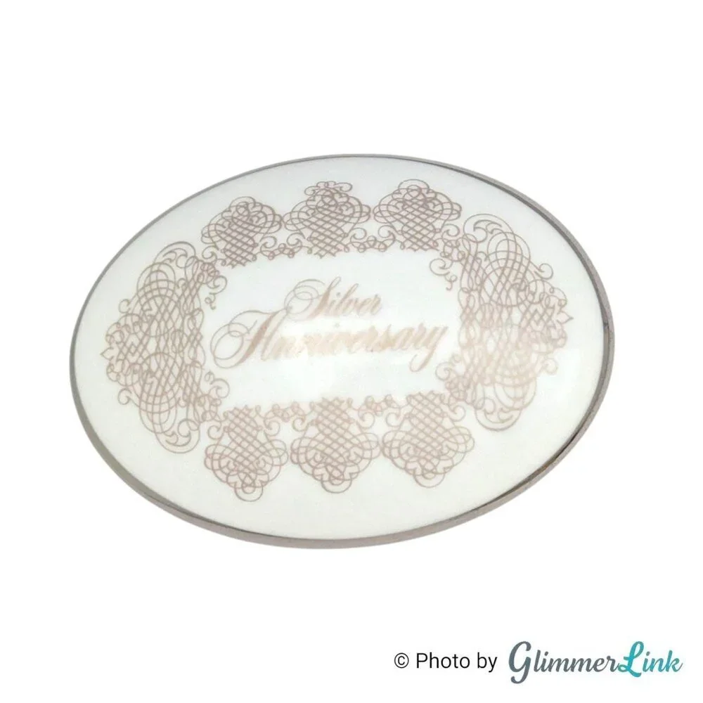 Vintage House of Goebel 25th Silver Anniversary Porcelain Trinket Jewelry Box